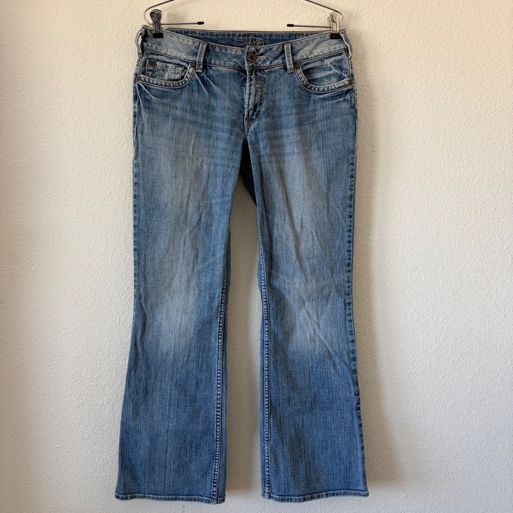 Silver Jeans Suki Mid Rise Bootcut Blue Denim Jeans Low Rise Size 31/32 Y2K Vtg‎